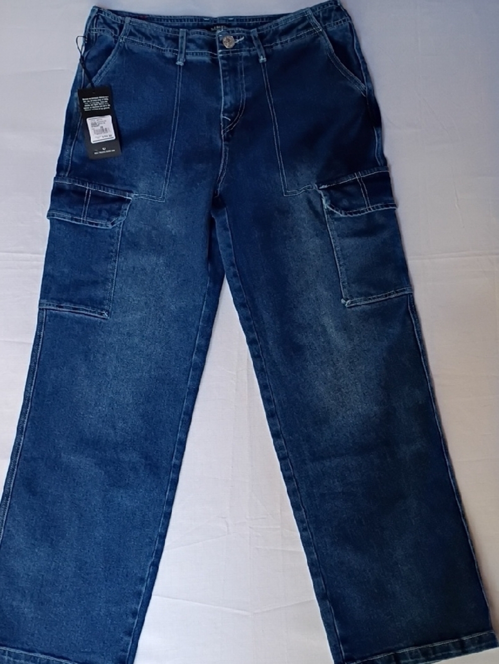 True Religion Women's Dark Blue Relaxed Cargo Jeans Size 29 - Picture 5 of 12
